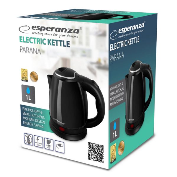 Hervidor de agua Acero Inoxidable lacado en Negro - 1 Litro  Parana Negro - Imagen 2