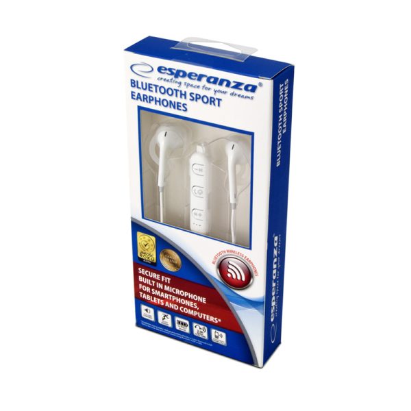 Auriculares deportivos BLUETOOTH con cordón BLANCO (EH187W) esperanza. - Imagen 2