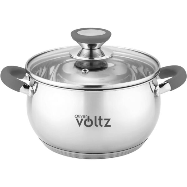 Cacerola con Tapa Acero Inox-Gris 18 cm/Gris