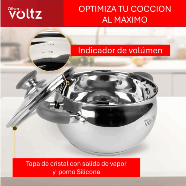 Cacerola con Tapa Acero Inox-Gris 18 cm/Gris - Imagen 4