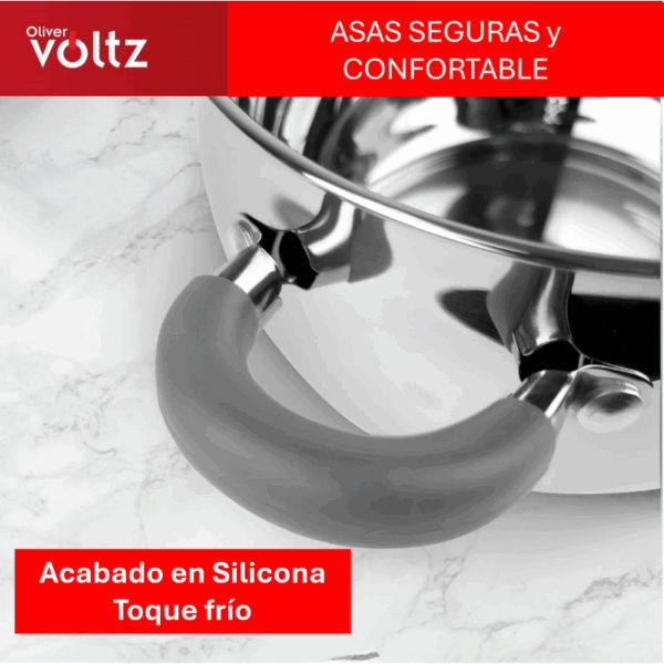 Cacerola con Tapa Acero Inox-Gris 18 cm/Gris - Imagen 3