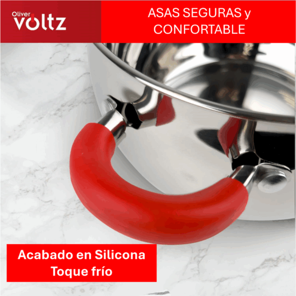 Cacerola con Tapa Acero Inox-Roja 24 cm/Roja - Imagen 4