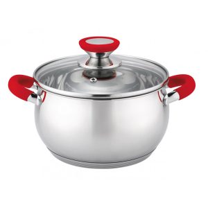Cacerola con Tapa Acero Inox-Roja 20 cm/Roja