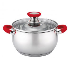 Cacerola con Tapa Acero Inox-Roja 26 cm/Roja