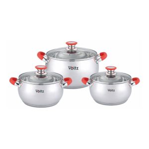 Set Cacerolas Acero Inox - SET 18/20/22 cm Roja