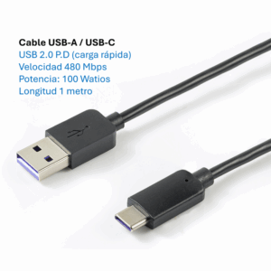Cable de Carga Rapida PD  USB-A  USB-C  100 Watios/1 metro - MK-20.100.AC.1