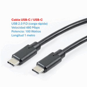 Cable de Carga Rapida PD  USB-C  USB-C  100 Watios/1 metro - MK-20.100.CC.1