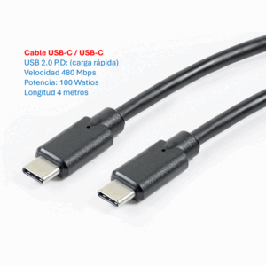 Cable de Carga Rapida PD  USB-C  USB-C  100 Watios/4 metros - MK-20.100.CC.3