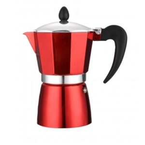 Cafetera de Aluminio cepillado Roja 3 tazas - R51173BP3