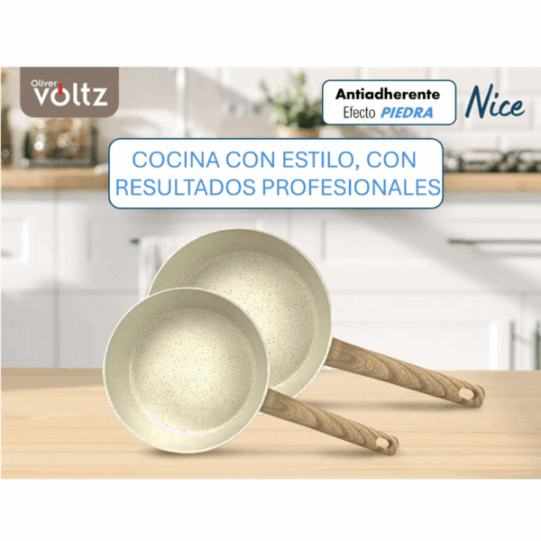 Sartén de aluminio Forjado con tapa y antiadherente a la Piedra - Ecológico 24 cm - Serie NICE - OV54419E24CD - Imagen 2