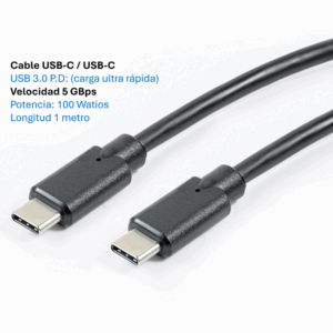 Cable de Carga Ultra Rápida 3.0 PD  USB-C  USB-C  100 W-5 Gbps/1 metros - MK-30.100.CC.1