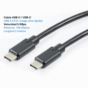 Cable de Carga Ultra Rápida 3.0 PD  USB-C  USB-C  100 W-5 Gbps/2 metros - MK-30.100.CC.2