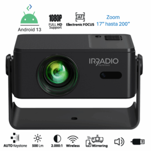 Proyector portatil FULL HD c/Android 13 (AOSP) Negro - IR-SMART 150HD