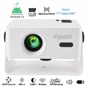 Proyector portatil FULL HD c/Android 13 (AOSP) Blanco - IR-SMART 150HD