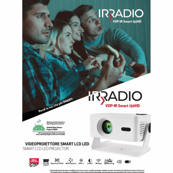 Proyector portatil FULL HD c/Android 13 (AOSP) Negro - IR-SMART 150HD - Imagen 6