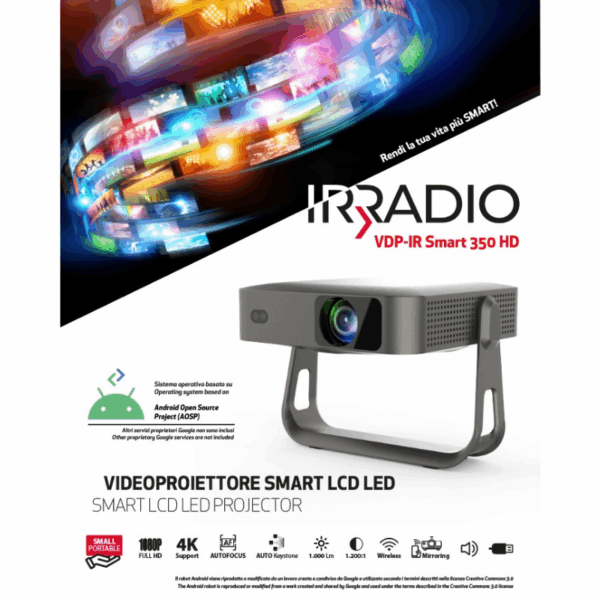 Proyector portatil 4 K alta definición c/Android 12 (AOSP)- IR-SMART 350HD - Imagen 3