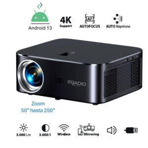 Proyector portatil 4 K alta definición c/Android 12 (AOSP)- IR-SMART 900HD
