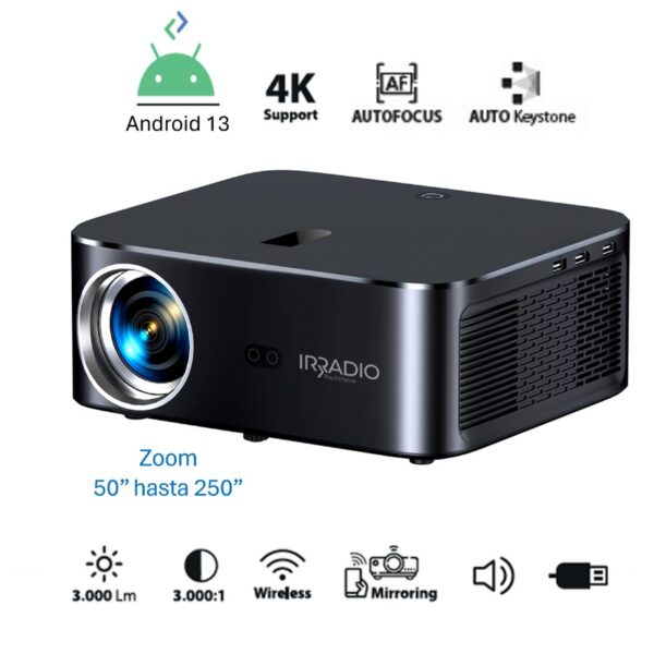 Proyector portatil 4 K alta definición c/Android 12 (AOSP)- IR-SMART 900HD