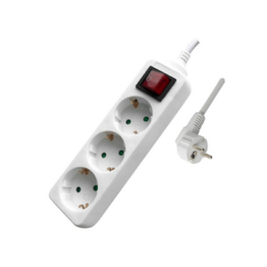 Regleta Schuko 3 tomas en F alta calidad c/interruptor, cable 3 metros - 3.680 W. - 492519365
