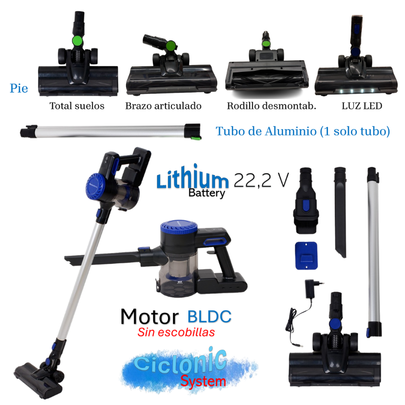 Aspirador escoba CICLÓNICO Motor BRUSHLESS RECARGABLE CICLON - 118140104 - Imagen 2