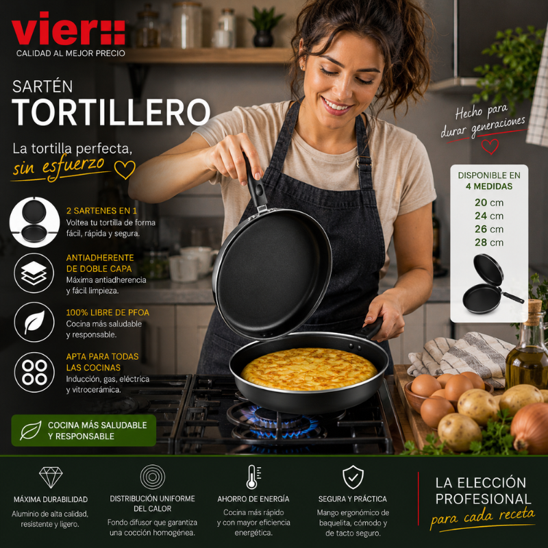 Sartenes Tortilleros Aluminio Doble - Imagen 3